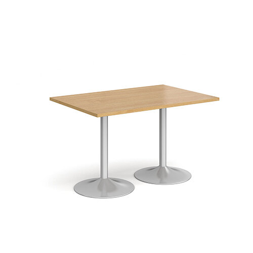 Genoa Rectangular Oak Dining Table with Silver Trumpet Base 1200mmX800mm Genoa Rectangular Oak Dining Table with Silver Trumpet Base 1200mmX800mm