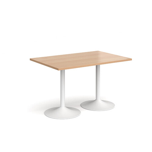 Genoa Rectangular Beech Dining Table with White Trumpet Base 1200mmX800mm Genoa Rectangular Beech Dining Table with White Trumpet Base 1200mmX800mm