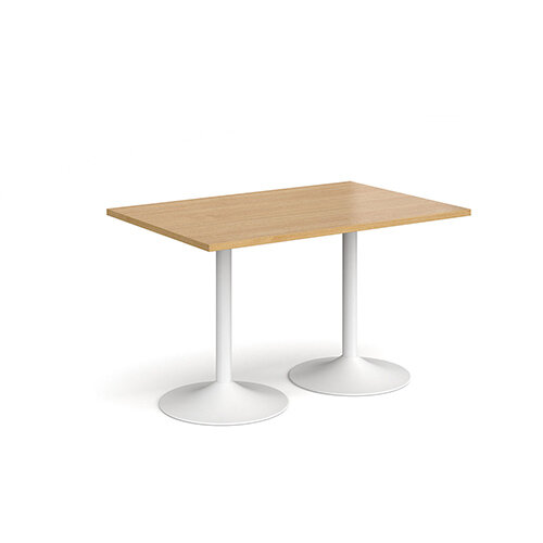 Genoa Rectangular Oak Dining Table with White Trumpet Base 1200mmX800mm Genoa Rectangular Oak Dining Table with White Trumpet Base 1200mmX800mm