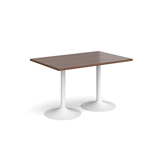 Genoa Rectangular Walnut Dining Table with White Trumpet Base 1200mmX800mm Genoa Rectangular Walnut Dining Table with White Trumpet Base 1200mmX800mm