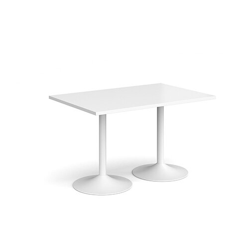 Genoa Rectangular White Dining Table with White Trumpet Base 1200mmX800mm Genoa Rectangular White Dining Table with White Trumpet Base 1200mmX800mm