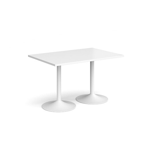 Genoa Rectangular White Dining Table with White Trumpet Base 1200mmX800mm