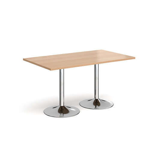 Genoa Rectangular Beech Dining Table with Chrome Trumpet Base 1400mmX800mm Genoa Rectangular Beech Dining Table with Chrome Trumpet Base 1400mmX800mm