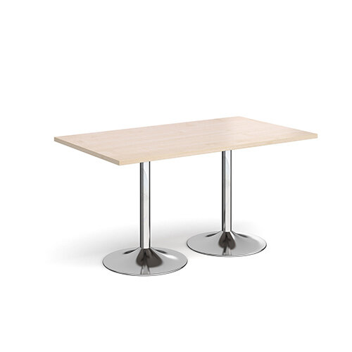 Genoa Rectangular Maple Dining Table with Chrome Trumpet Base 1400mmX800mm Genoa Rectangular Maple Dining Table with Chrome Trumpet Base 1400mmX800mm