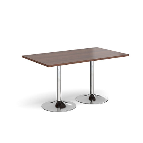 Genoa Rectangular Walnut Dining Table with Chrome Trumpet Base 1400mmX800mm Genoa Rectangular Walnut Dining Table with Chrome Trumpet Base 1400mmX800mm