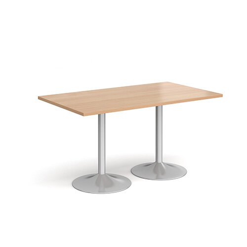 Genoa Rectangular Beech Dining Table with Silver Trumpet Base 1400mmX800mm Genoa Rectangular Beech Dining Table with Silver Trumpet Base 1400mmX800mm