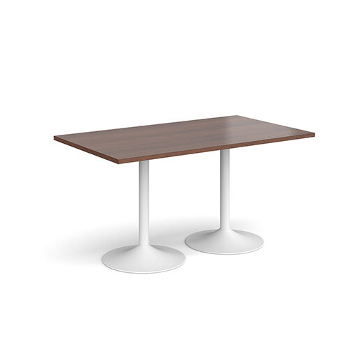 Genoa Rectangular Walnut Dining Table with White Trumpet Base 1400mmX800mm Genoa Rectangular Walnut Dining Table with White Trumpet Base 1400mmX800mm