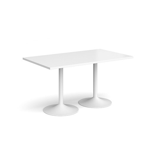 Genoa Rectangular White Dining Table with White Trumpet Base 1400mmX800mm Genoa Rectangular White Dining Table with White Trumpet Base 1400mmX800mm