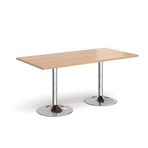 Genoa Rectangular Beech Dining Table with Chrome Trumpet Base 1600mmX800mm Genoa Rectangular Beech Dining Table with Chrome Trumpet Base 1600mmX800mm