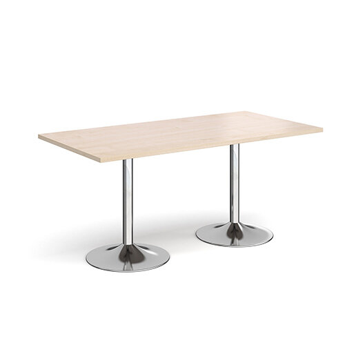 Genoa Rectangular Maple Dining Table with Chrome Trumpet Base 1600mmX800mm Genoa Rectangular Maple Dining Table with Chrome Trumpet Base 1600mmX800mm
