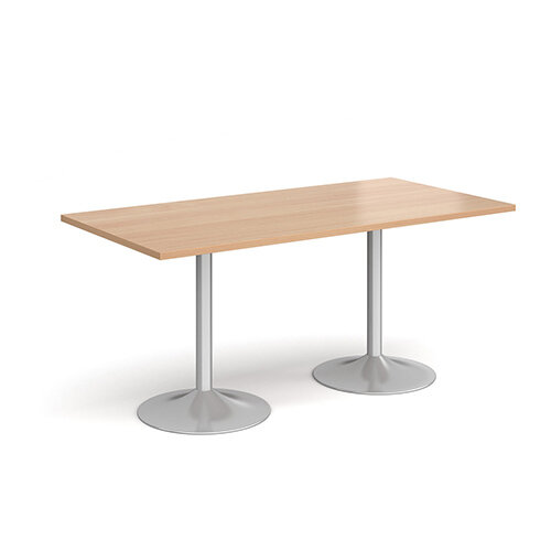 Genoa Rectangular Beech Dining Table with Silver Trumpet Base 1600mmX800mm Genoa Rectangular Beech Dining Table with Silver Trumpet Base 1600mmX800mm