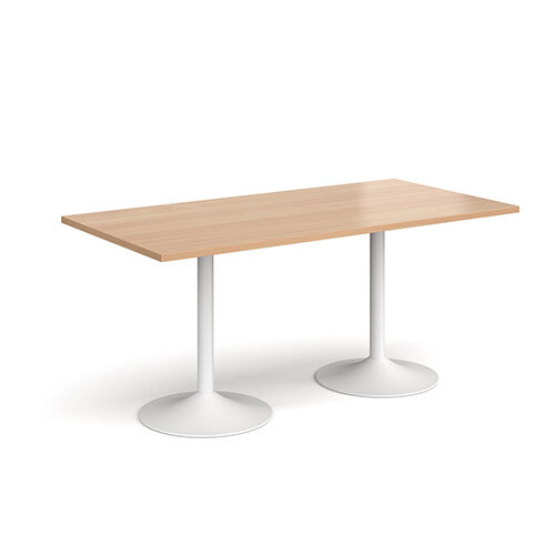 Genoa Rectangular Beech Dining Table with White Trumpet Base 1600mmX800mm Genoa Rectangular Beech Dining Table with White Trumpet Base 1600mmX800mm