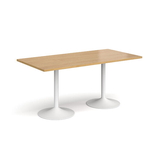 Genoa Rectangular Oak Dining Table with White Trumpet Base 1600mmX800mm Genoa Rectangular Oak Dining Table with White Trumpet Base 1600mmX800mm