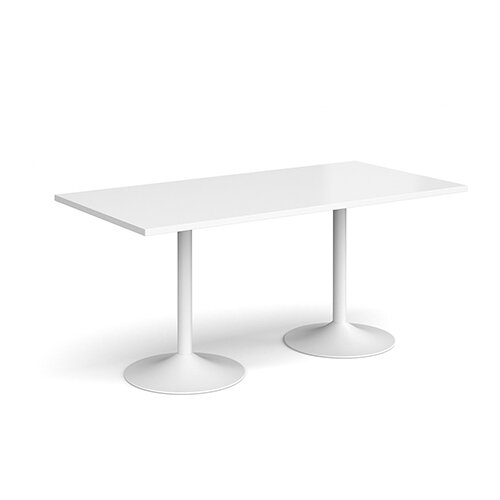 Genoa Rectangular White Dining Table with White Trumpet Base 1600mmX800mm Genoa Rectangular White Dining Table with White Trumpet Base 1600mmX800mm