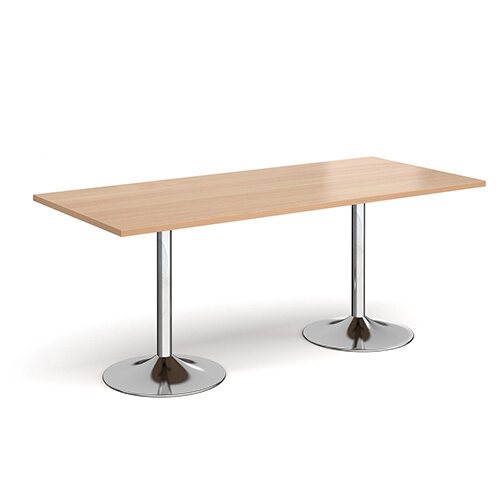 Genoa Rectangular Beech Dining Table with Chrome Trumpet Base 1800mmX800mm Genoa Rectangular Beech Dining Table with Chrome Trumpet Base 1800mmX800mm