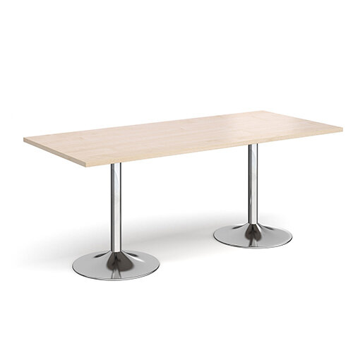 Genoa Rectangular Maple Dining Table with Chrome Trumpet Base 1800mmX800mm Genoa Rectangular Maple Dining Table with Chrome Trumpet Base 1800mmX800mm