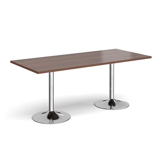 Genoa Rectangular Walnut Dining Table with Chrome Trumpet Base 1800mmX800mm Genoa Rectangular Walnut Dining Table with Chrome Trumpet Base 1800mmX800mm