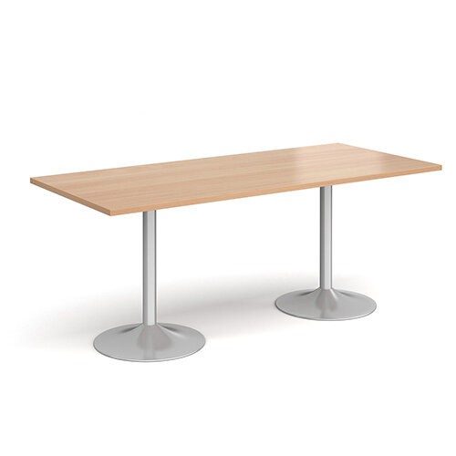 Genoa Rectangular Beech Dining Table with Silver Trumpet Base 1800mmX800mm Genoa Rectangular Beech Dining Table with Silver Trumpet Base 1800mmX800mm