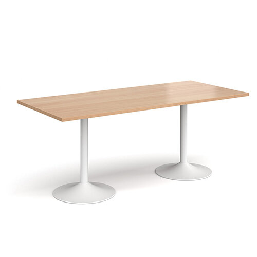 Genoa Rectangular Beech Dining Table with White Trumpet Base 1800mmX800mm Genoa Rectangular Beech Dining Table with White Trumpet Base 1800mmX800mm
