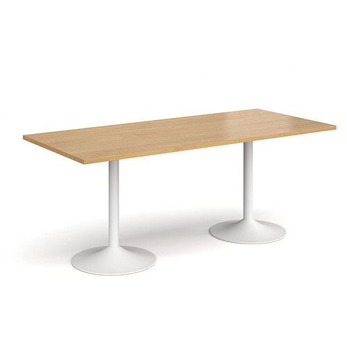 Genoa Rectangular Oak Dining Table with White Trumpet Base 1800mmX800mm Genoa Rectangular Oak Dining Table with White Trumpet Base 1800mmX800mm