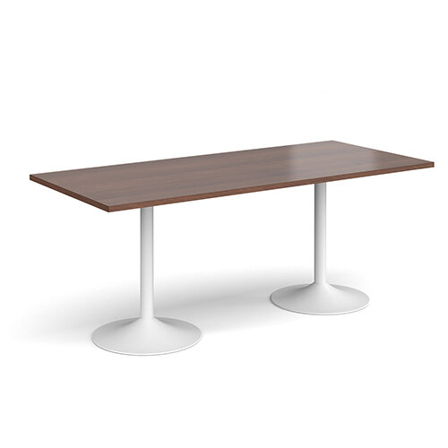 Genoa Rectangular Walnut Dining Table with White Trumpet Base 1800mmX800mm Genoa Rectangular Walnut Dining Table with White Trumpet Base 1800mmX800mm