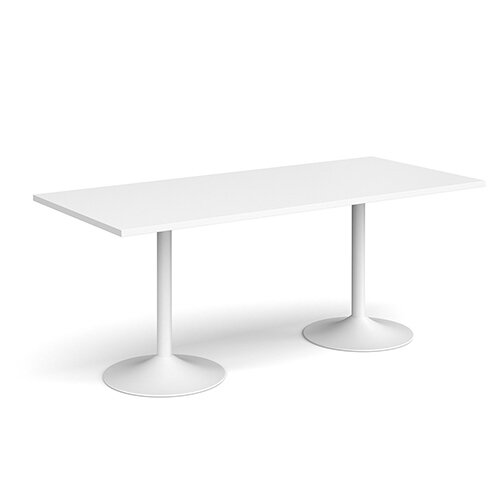 Genoa Rectangular White Dining Table with White Trumpet Base 1800mmX800mm