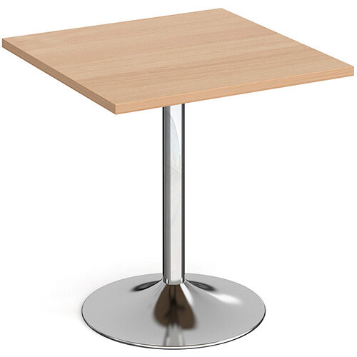 Genoa Square Beech Dining Table with Chrome Trumpet Base 700mm Genoa Square Beech Dining Table with Chrome Trumpet Base 700mm