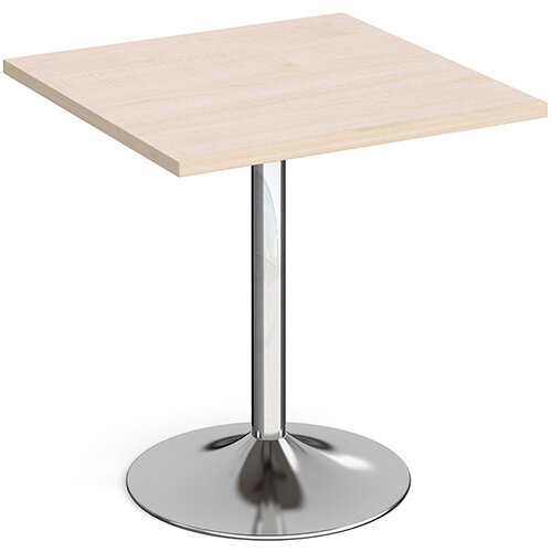 Genoa Square Maple Dining Table with Chrome Trumpet Base 700mm Genoa Square Maple Dining Table with Chrome Trumpet Base 700mm