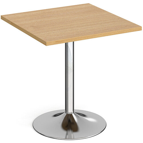 Genoa Square Oak Dining Table with Chrome Trumpet Base 700mm Genoa Square Oak Dining Table with Chrome Trumpet Base 700mm