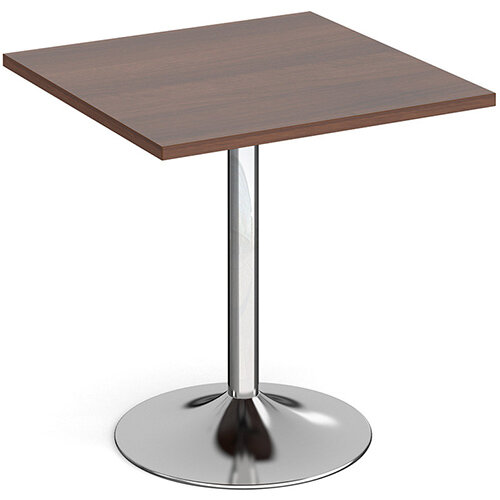Genoa Square Walnut Dining Table with Chrome Trumpet Base 700mm Genoa Square Walnut Dining Table with Chrome Trumpet Base 700mm
