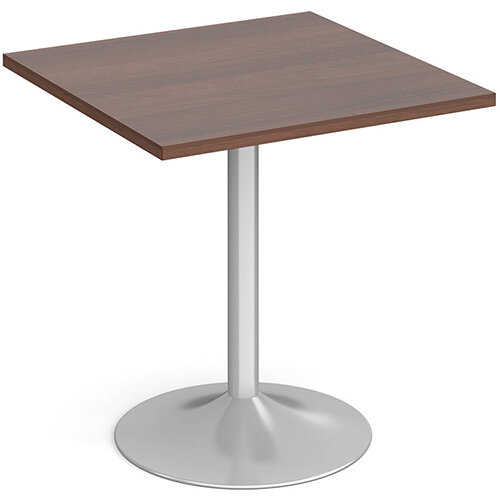 Genoa Square Walnut Dining Table with Silver Trumpet Base 700mm Genoa Square Walnut Dining Table with Silver Trumpet Base 700mm