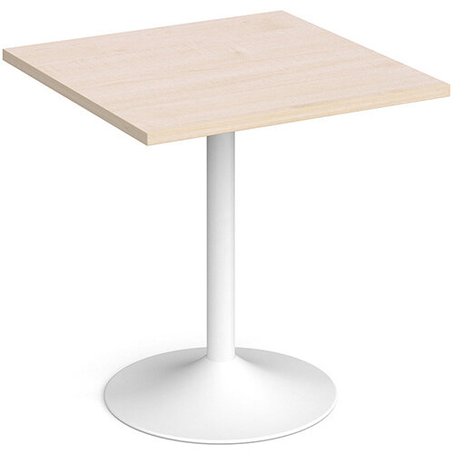 Genoa Square Maple Dining Table with White Trumpet Base 700mm Genoa Square Maple Dining Table with White Trumpet Base 700mm