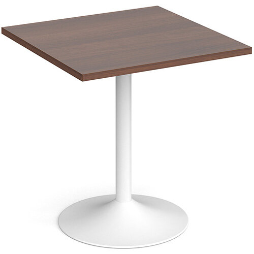 Genoa Square Walnut Dining Table with White Trumpet Base 700mm