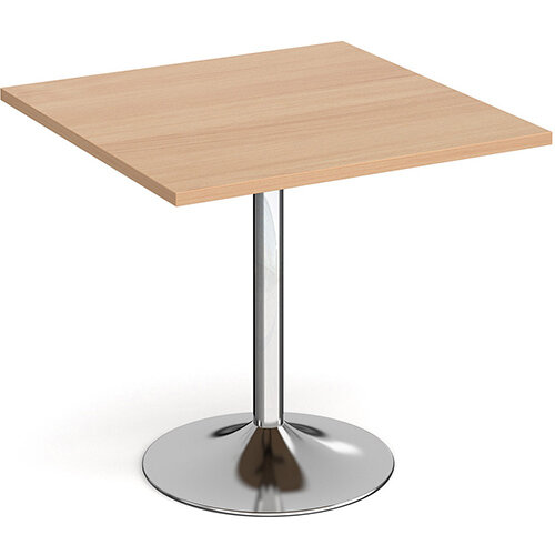 Genoa Square Beech Dining Table with Chrome Trumpet Base 800mm Genoa Square Beech Dining Table with Chrome Trumpet Base 800mm