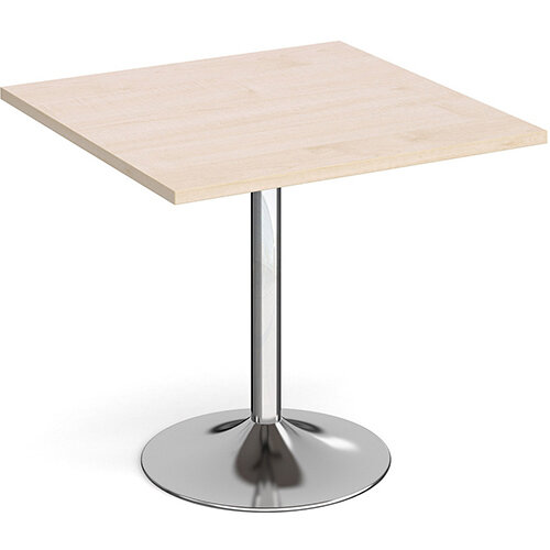 Genoa Square Maple Dining Table with Chrome Trumpet Base 800mm Genoa Square Maple Dining Table with Chrome Trumpet Base 800mm
