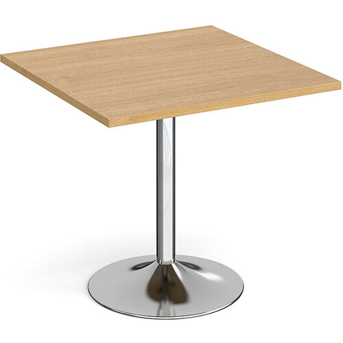 Genoa Square Oak Dining Table with Chrome Trumpet Base 800mm Genoa Square Oak Dining Table with Chrome Trumpet Base 800mm