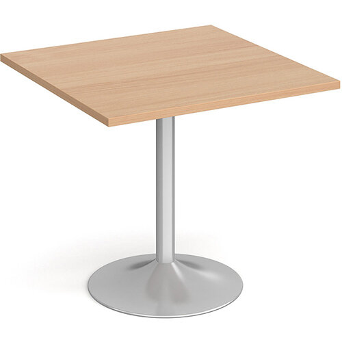 Genoa Square Beech Dining Table with Silver Trumpet Base 800mm Genoa Square Beech Dining Table with Silver Trumpet Base 800mm