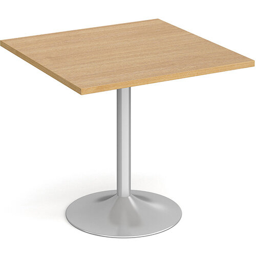 Genoa Square Oak Dining Table with Silver Trumpet Base 800mm Genoa Square Oak Dining Table with Silver Trumpet Base 800mm