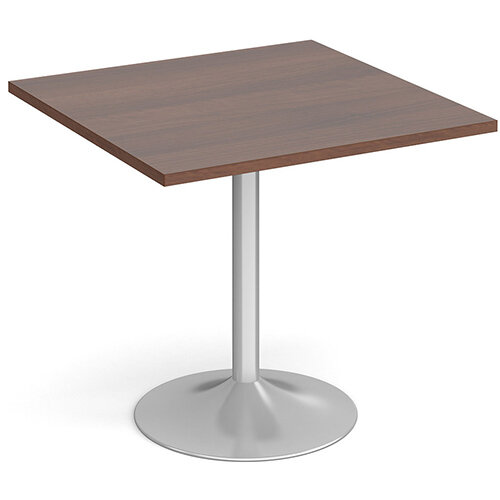 Genoa Square Walnut Dining Table with Silver Trumpet Base 800mm Genoa Square Walnut Dining Table with Silver Trumpet Base 800mm