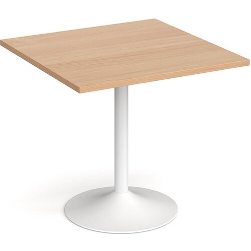 Genoa Square Beech Dining Table with White Trumpet Base 800mm Genoa Square Beech Dining Table with White Trumpet Base 800mm