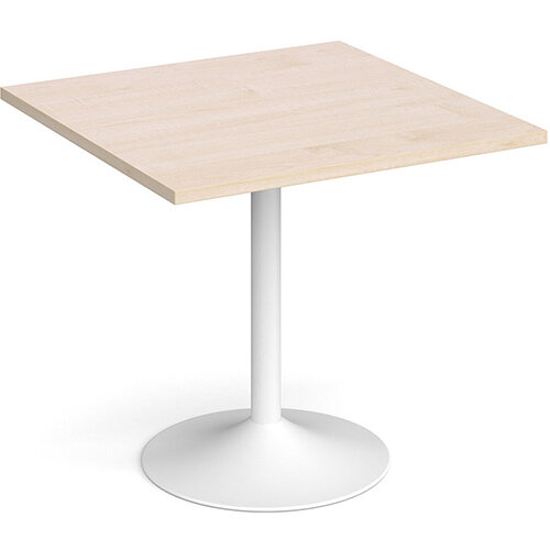Genoa Square Maple Dining Table with White Trumpet Base 800mm Genoa Square Maple Dining Table with White Trumpet Base 800mm