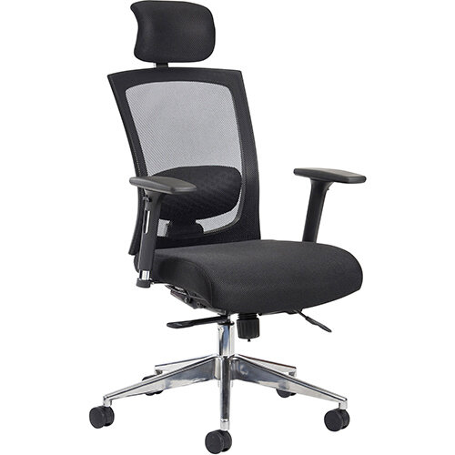 Gemini mesh task chair with adjustable arms and headrest - black