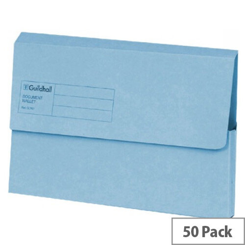 Guildhall Foolscap Document Wallet Blue Pack of 50 GDW1-BLU