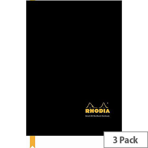 Rhodia A4 Business Book Casebound Hard Back 192 Pages Black Pack of 3 119230C