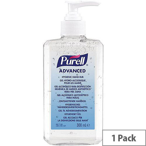 Purell Advanced Hygienic Hand Sanitiser Hand Rub Gel 300ml Bottle (Pack 1)