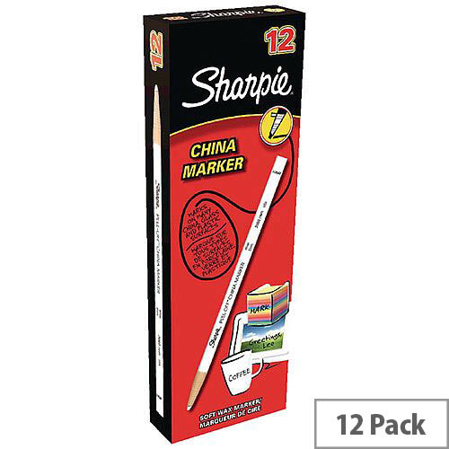 Sharpie China Wax Marker Pencil Peel-off Unwraps to Sharpen White Ref S305061 Pack 12