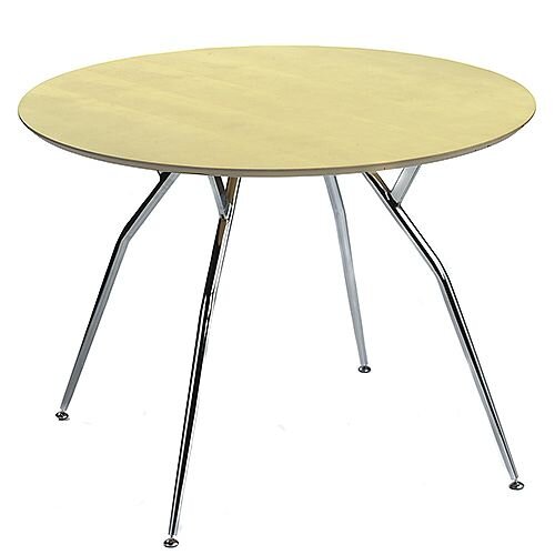 Mile Large Round Table 1000mm Diameter Maple Top &Chrome Legs Mile Large Round Table 1000mm Diameter Maple Top &Chrome Legs