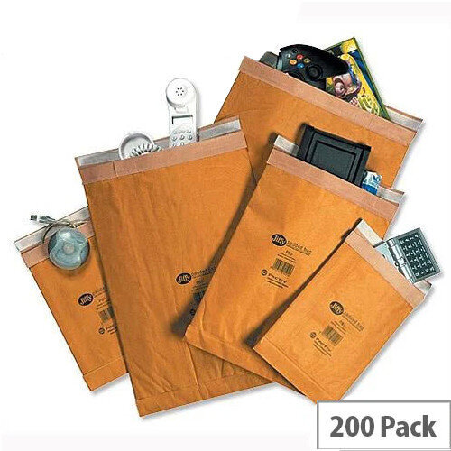 Jiffy Padded Mail Bags, Gold, Size 0, 135x229mm (Pack of 200) - Compact and Lightweight Mailing Envelopes