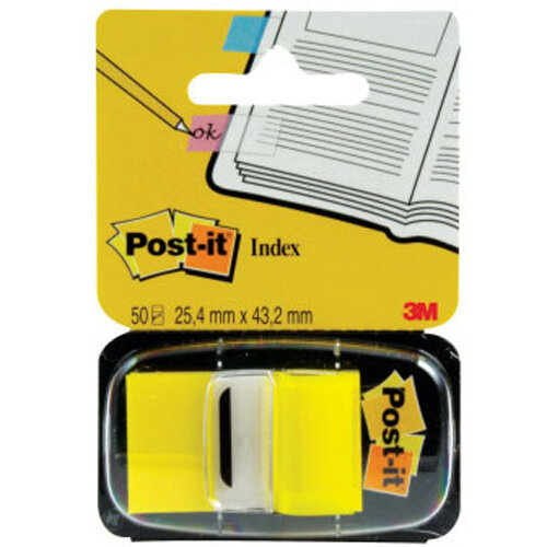 Post-it Index Flags, Yellow, 25mm, 50 per Pack (Pack of 12) - Easy-to-See Sticky Flags for Marking and Highlighting
