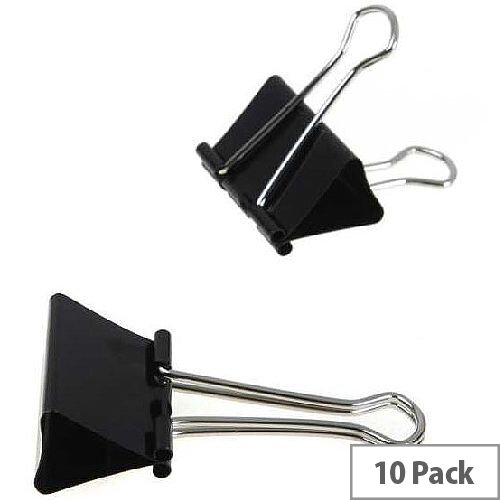Q-Connect Foldback Clip, 51mm, Black (Pack of 10) - Extra Large Foldback Clips for Heavy-Duty Paperwork